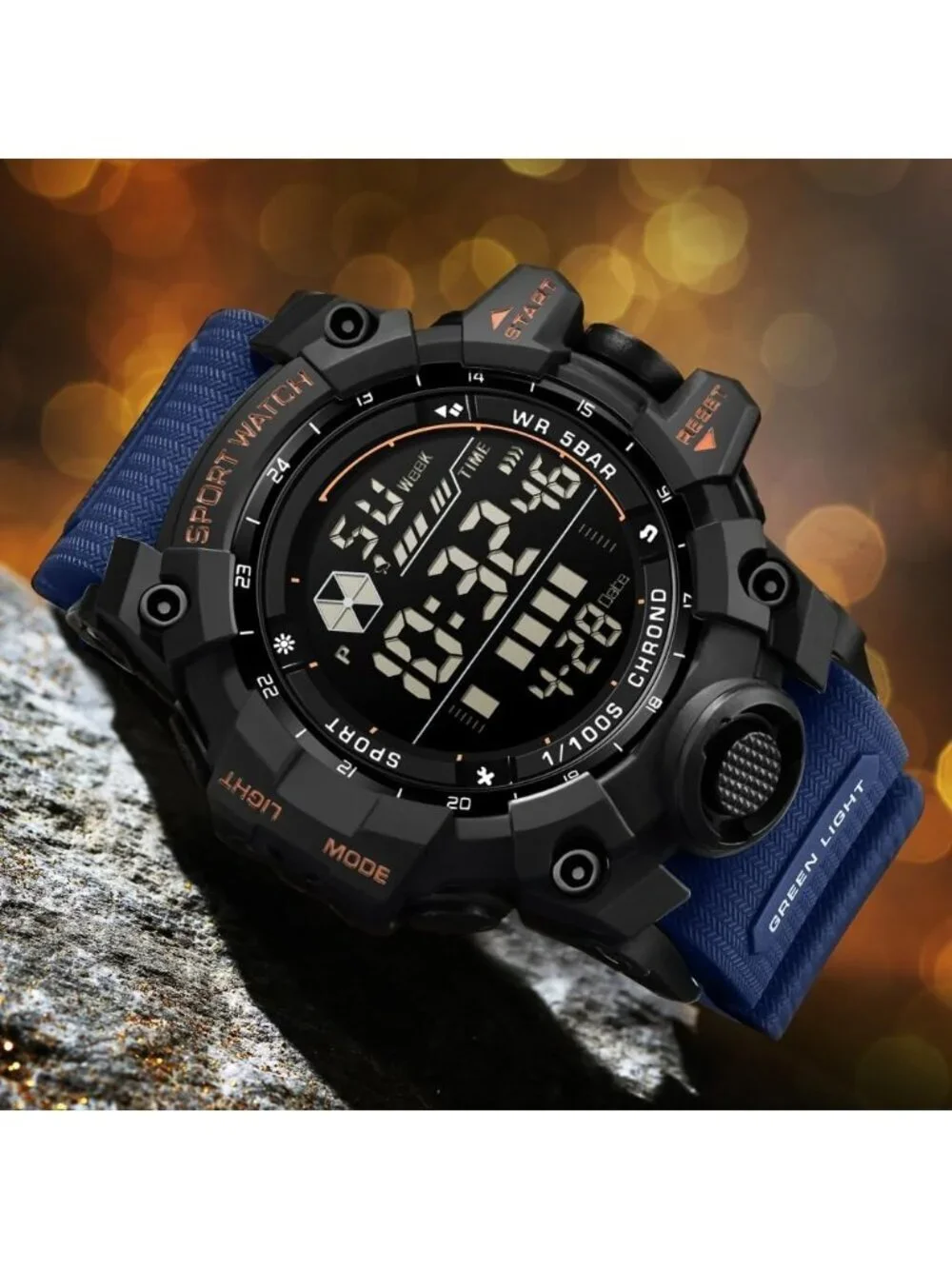 Men's Blue Analog Quartz Electronic Military Multifunction LED Digital Watch